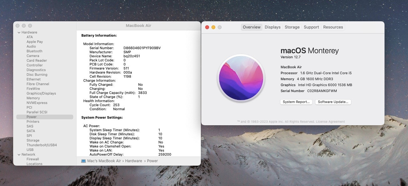 Apple 2015 MacBook Air 11" 1.6GHz Dual Core i5 4GB 128GB SSD IHD 6000- Very Good