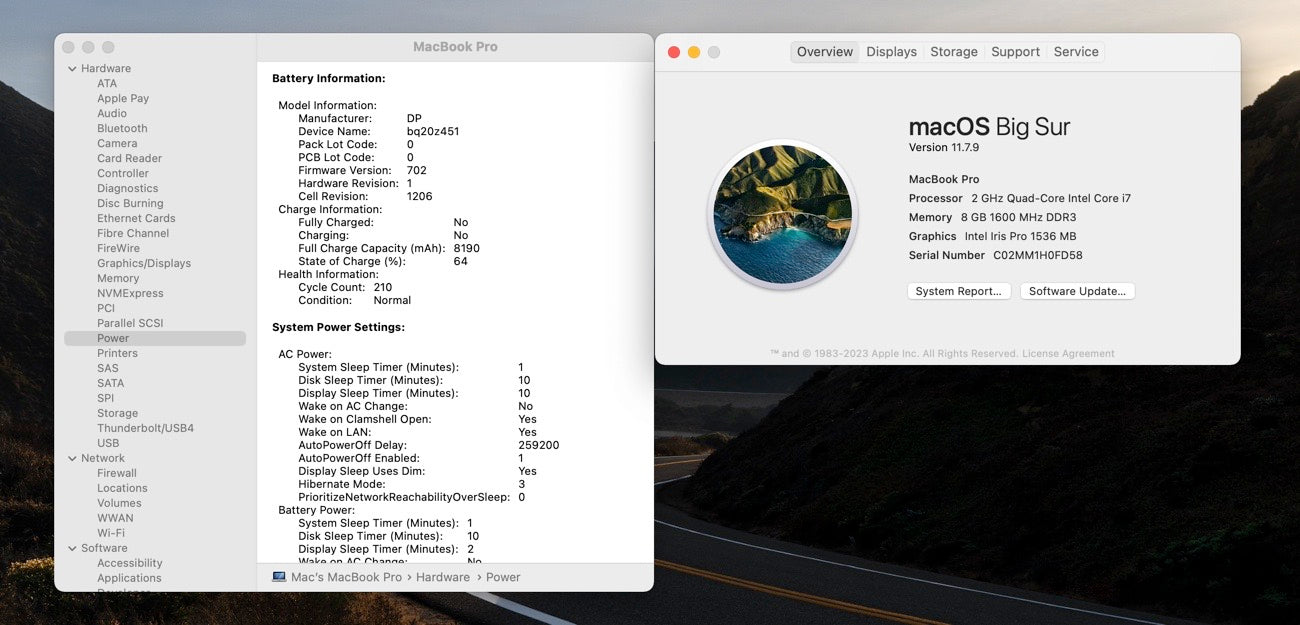 Apple 2013 Macbook Pro 15" 2Ghz Quad-Core i7 8gb 256gb SSD IIP 1536- Very Good