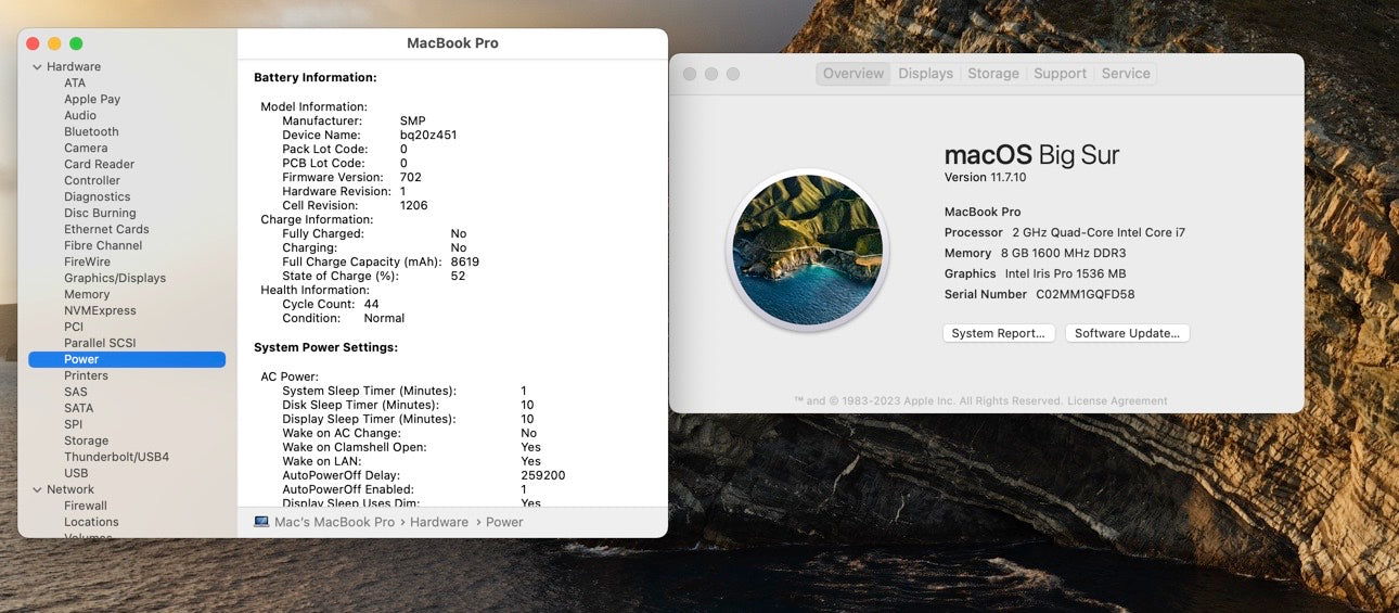 Apple 2013 Macbook Pro 15" 2Ghz Quad-Core i7 8gb 256gb SSD IIP 1536- Good