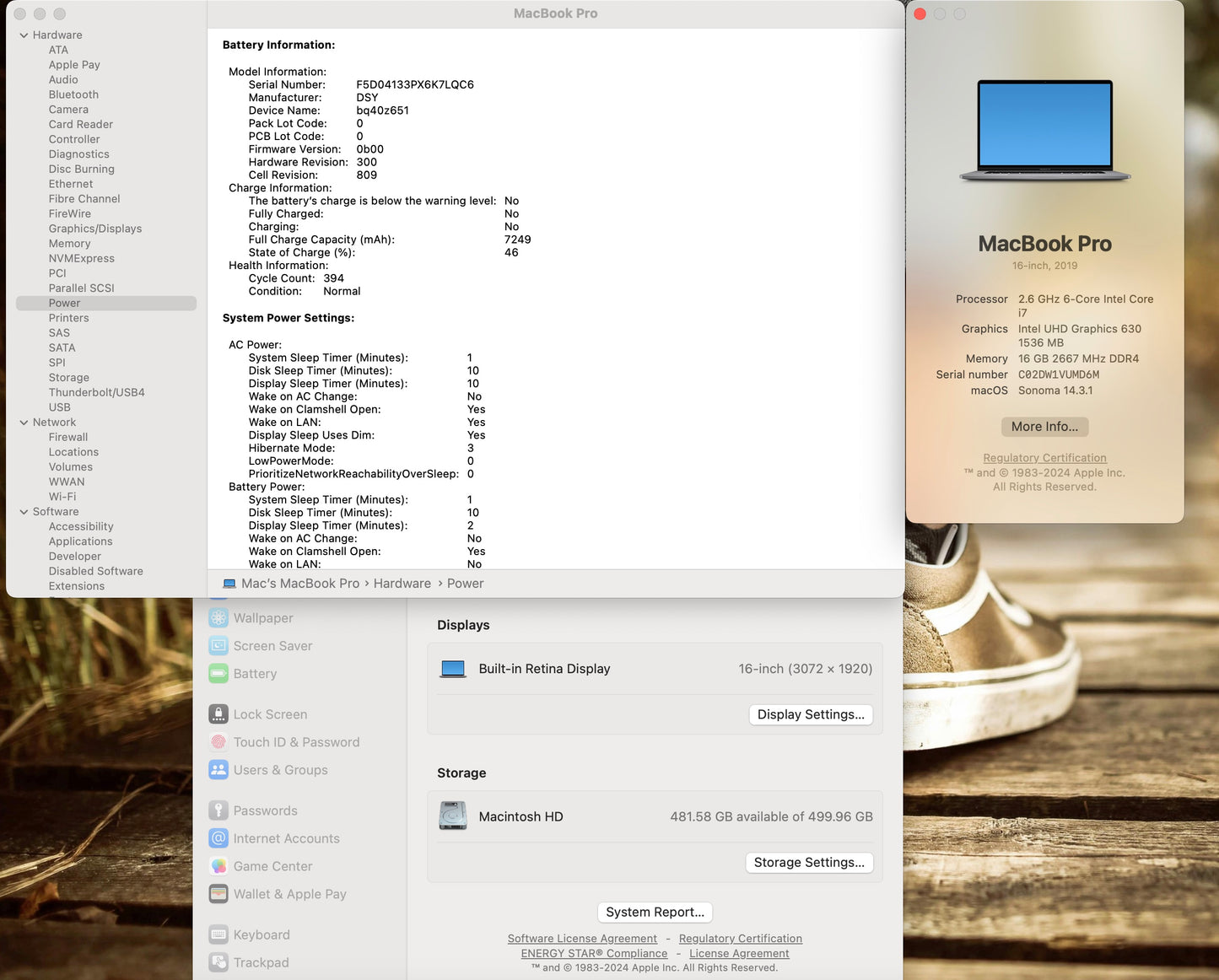 Apple 2019 16" MacBook Pro 2.6GHz i7 16GB RAM 512GB SSD RP5300M 4GB - Very Good