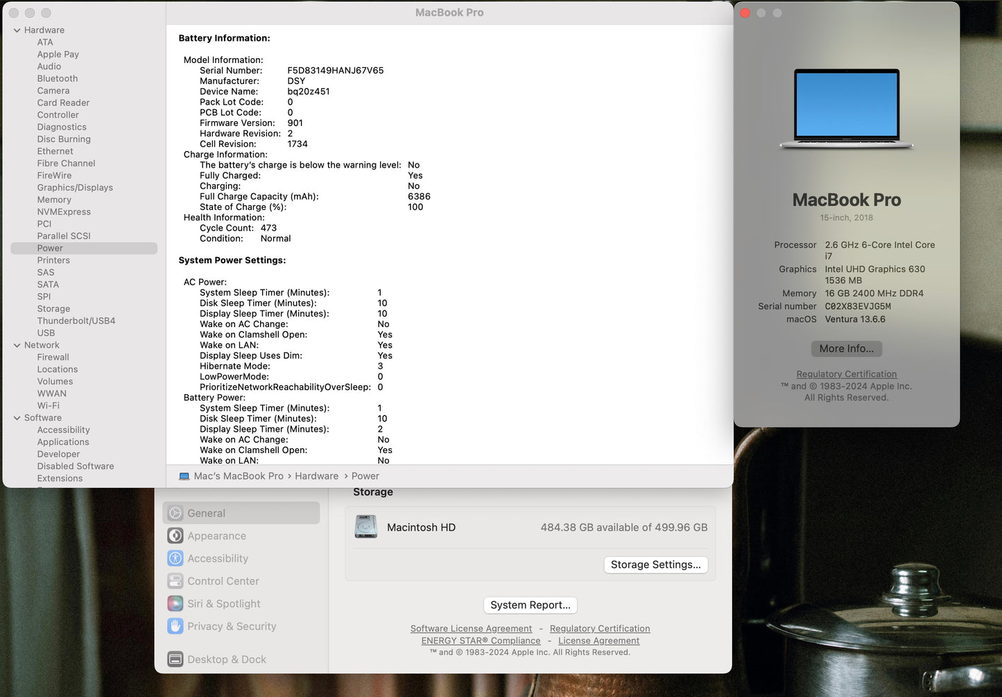 Apple 2018 MacBook Pro 15" TB 2.6GHz i7 16GB RAM 512GB SSD RP560X 4GB - Good