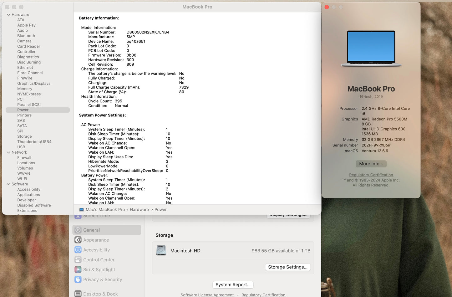 Apple 2019 16" MacBook Pro 2.4GHz 8-Core i9 32GB 1TB SSD RP5500M 8GB - Good