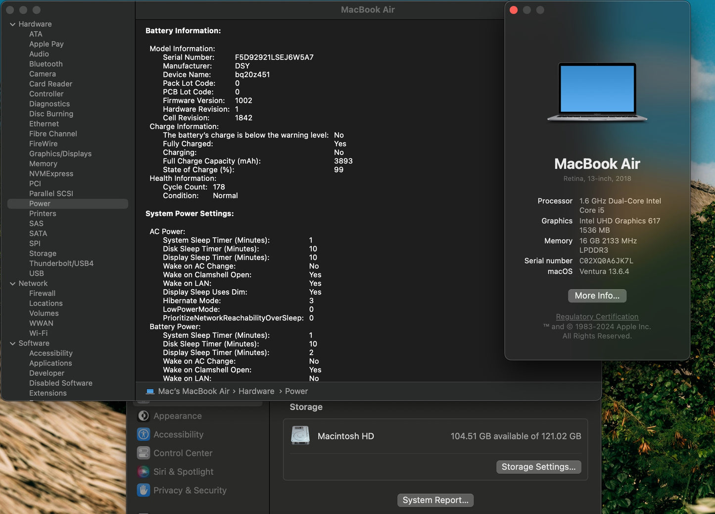 Apple 2018 MacBook Air 13 in 1.6GHz Dual-Core i5 16GB RAM 128GB SSD - Good