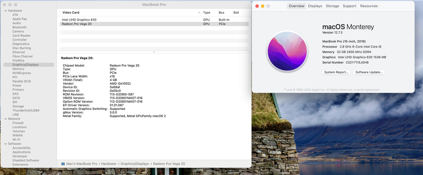 Apple 2018 MacBook Pro 15" TB 2.9GHz i9 32GB RAM 1TB SSD Vega 20 - Excellent
