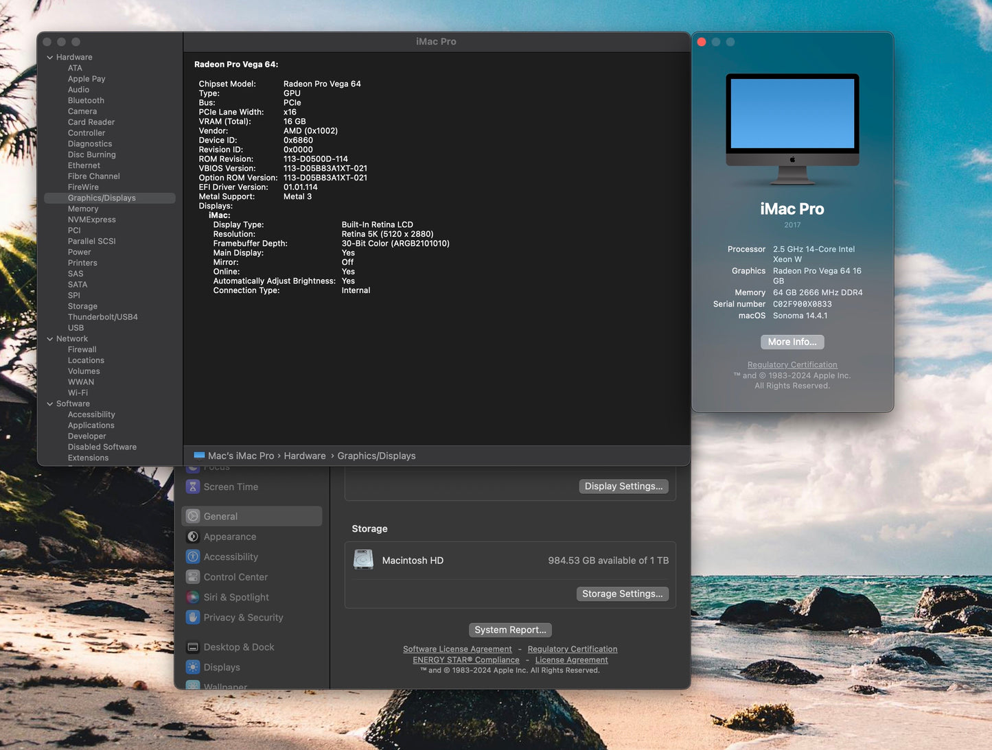 Apple 2017 iMac Pro 2.5GHz 14-Core Xeon 64GB RAM 1TB SSD Vega 64 16GB - READ