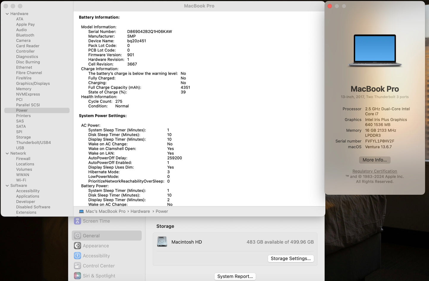 Apple 2017 MacBook Pro 13 in 2.5GHz i7 16GB RAM 512GB SSD IIPG 640 - Very Good