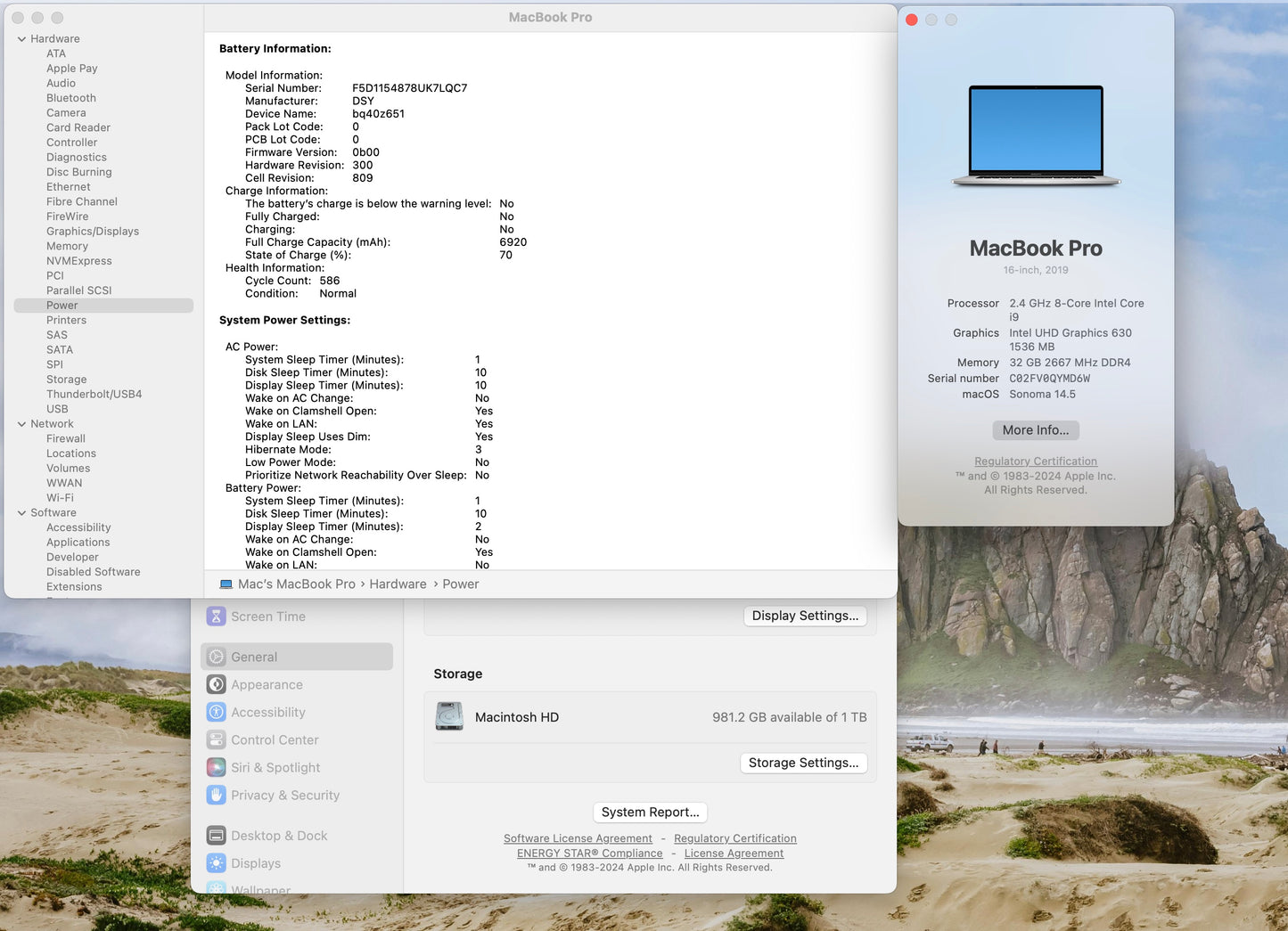 Apple 2019 16" MacBook Pro 2.4GHz 8-Core i9 32GB 1TB SSD RP5500M 8GB - Very Good