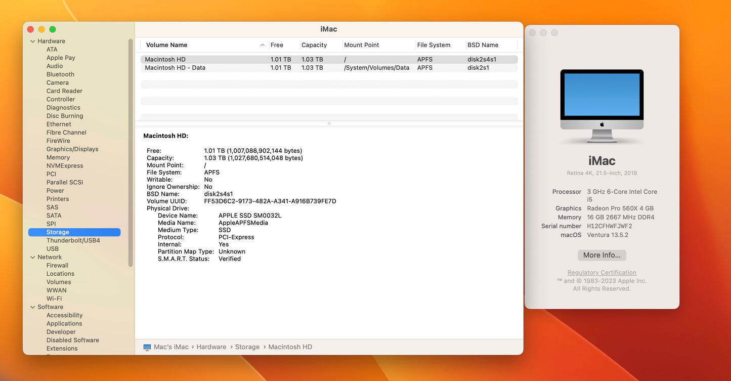 Apple 2019 21.5" iMac 3GHz 6-Core i5 16GB 1TB FD RP560X 4GB- Cracked Screen