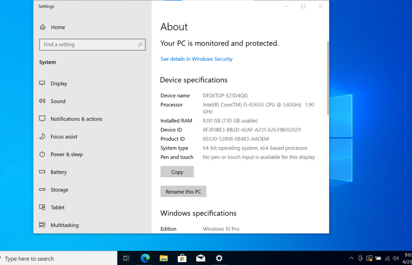 Hp Elitebook 830 G6 i5-8365U 1.60GHz Quad Core 8GB 256GB SSD