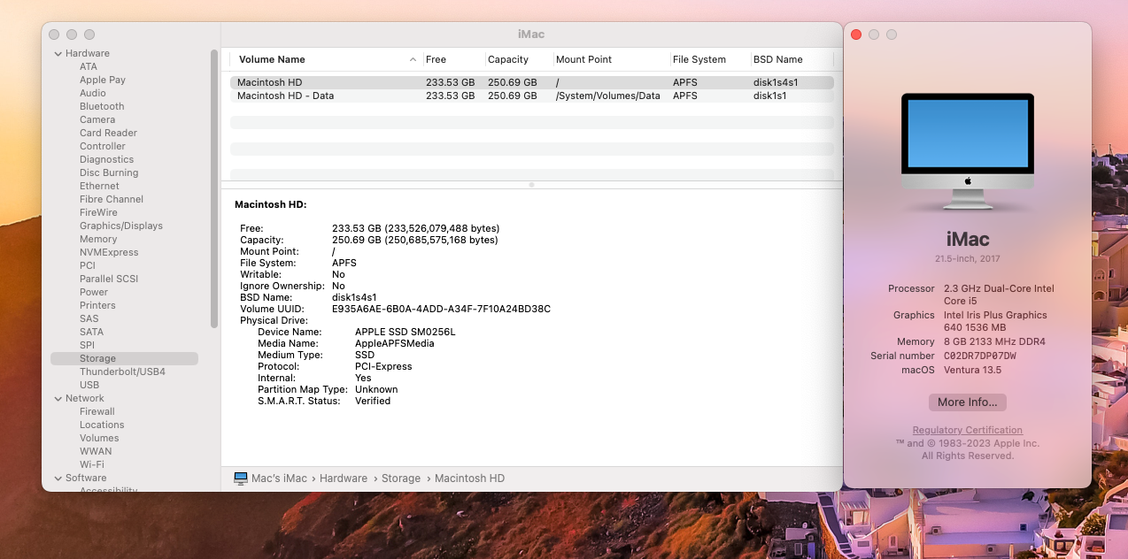 Apple 2017 21.5" iMac 2.3GHz Dual-Core i5 8GB 256GB SSD IIPG640 - Excellent