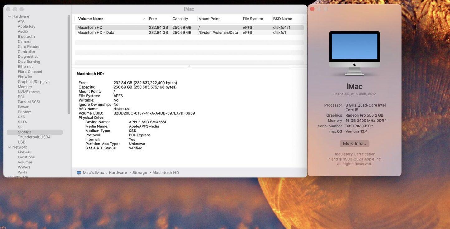 Apple 2017 21.5" 4K iMac 3GHz Quad-Core i5 16GB 256GB SSD RP555 2GB - Very Good