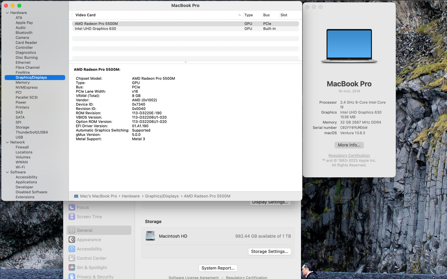 Apple 2019 16" MacBook Pro 2.4GHz 8-Core i9 32GB 1TB SSD RP5500M 8GB - Very Good
