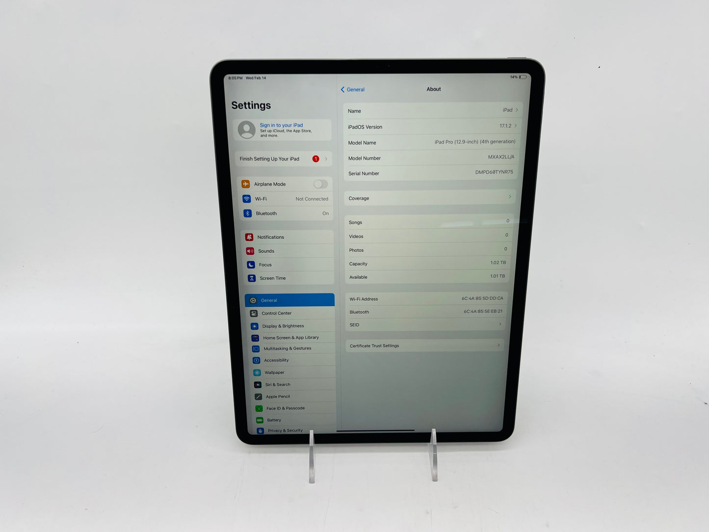 Apple 2020 iPad Pro (4th generation) (12.9-inch) 1TB Wifi A2229 - READ