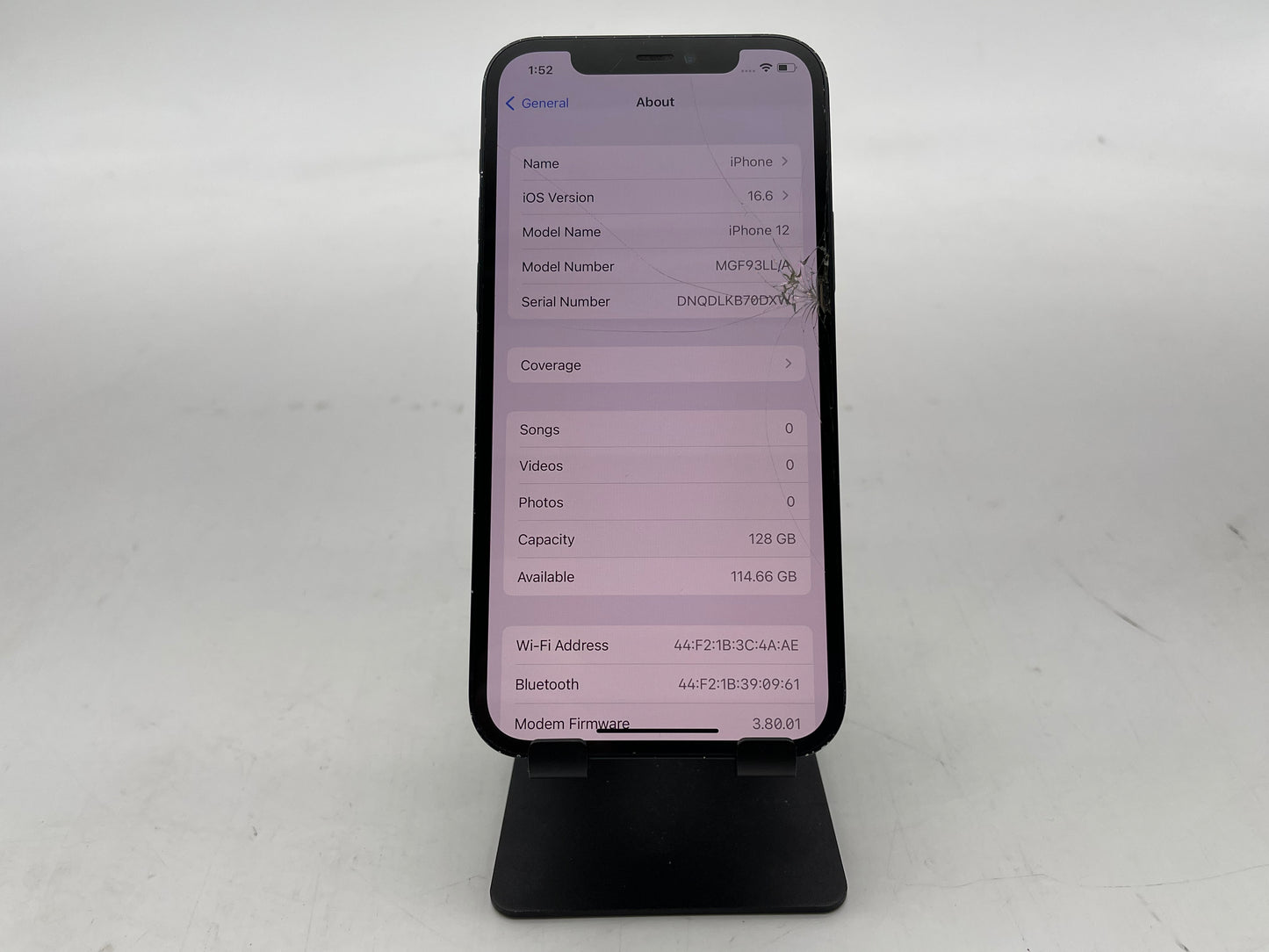 Apple iPhone 12 GSM/CDMA Unlocked 128GB A2172 "Black" - READ