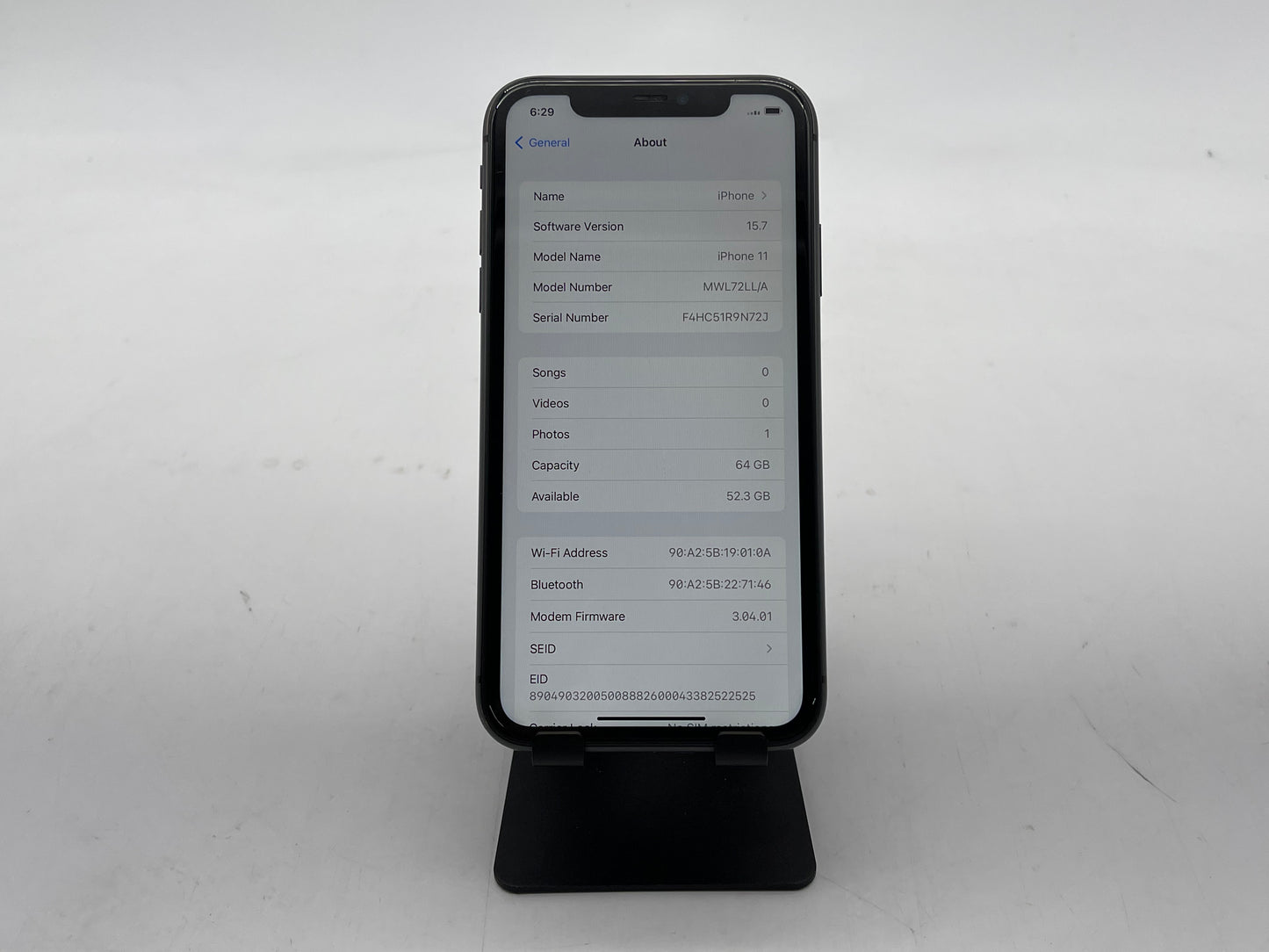 Apple iPhone 11 GSM/CDMA Unlocked 64GB "Black" - Good