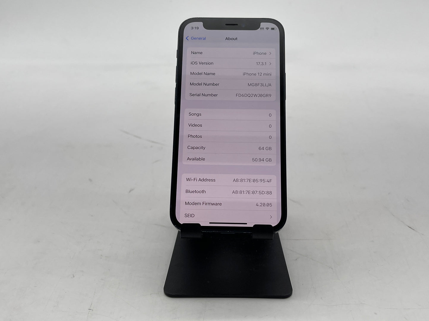 Apple iPhone 12 Mini GSM/CDMA Unlocked 64GB A2176 "Black" - Good