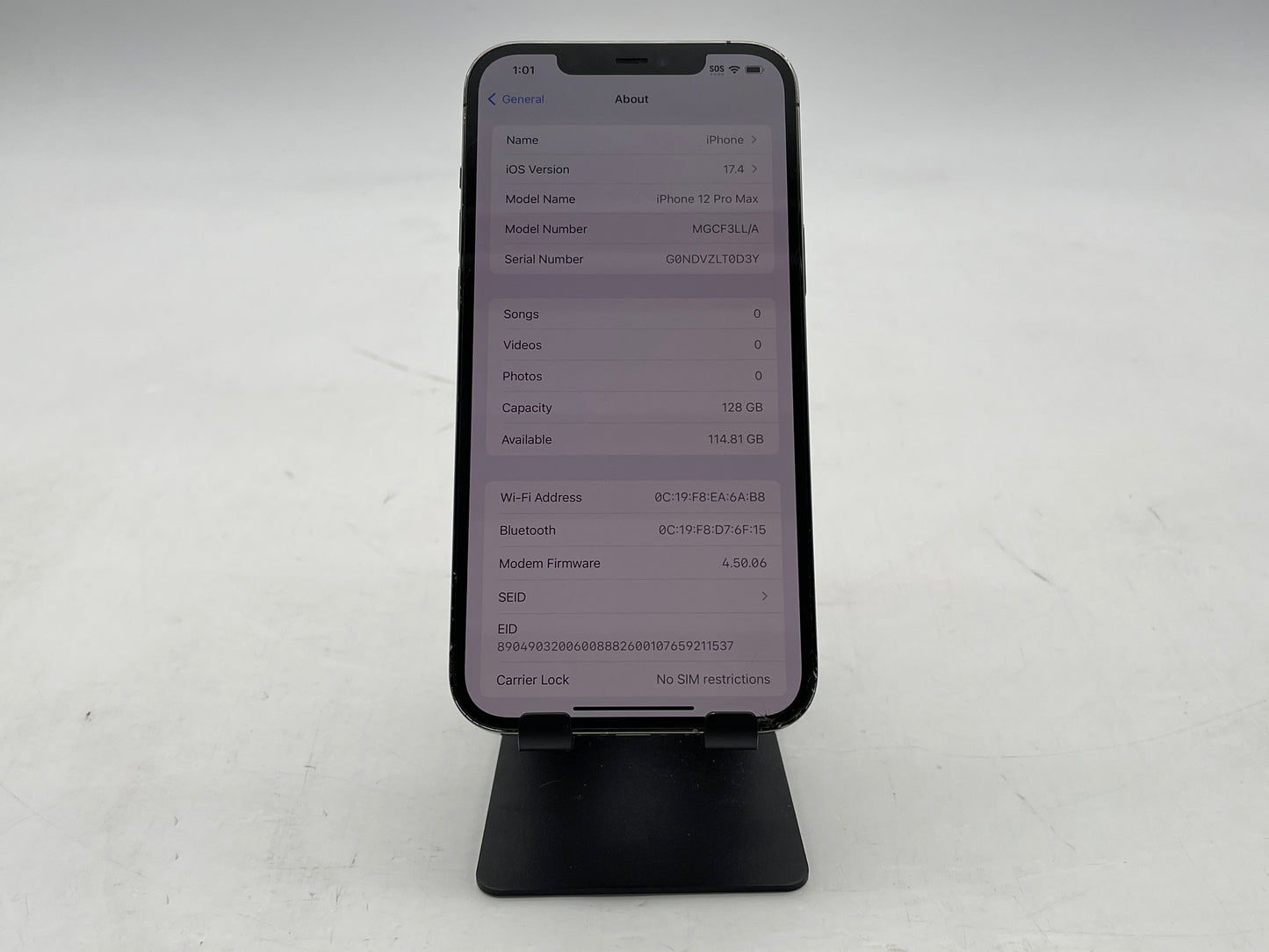 Apple iPhone 12 pro Max GSM/CDMA Unlocked 128GB A2342 "Graphite" - READ