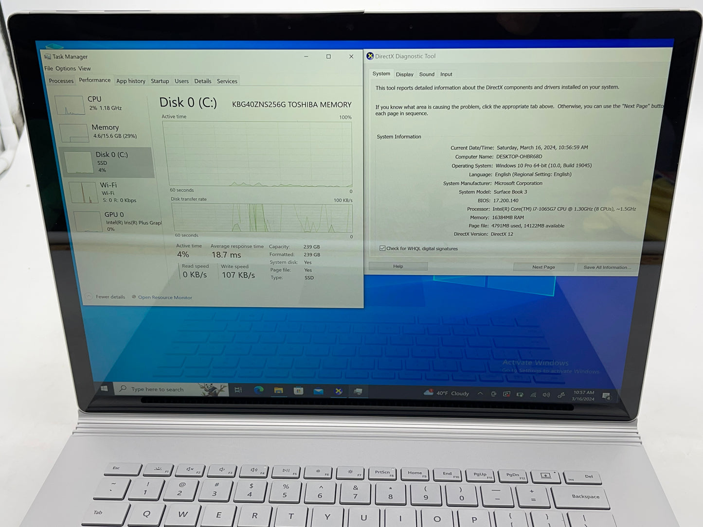 Microsoft Surface Book 3 15" i7-1065G7 1.3GHz 16GB RAM 256GB SSD TOUCH Win 10Pro