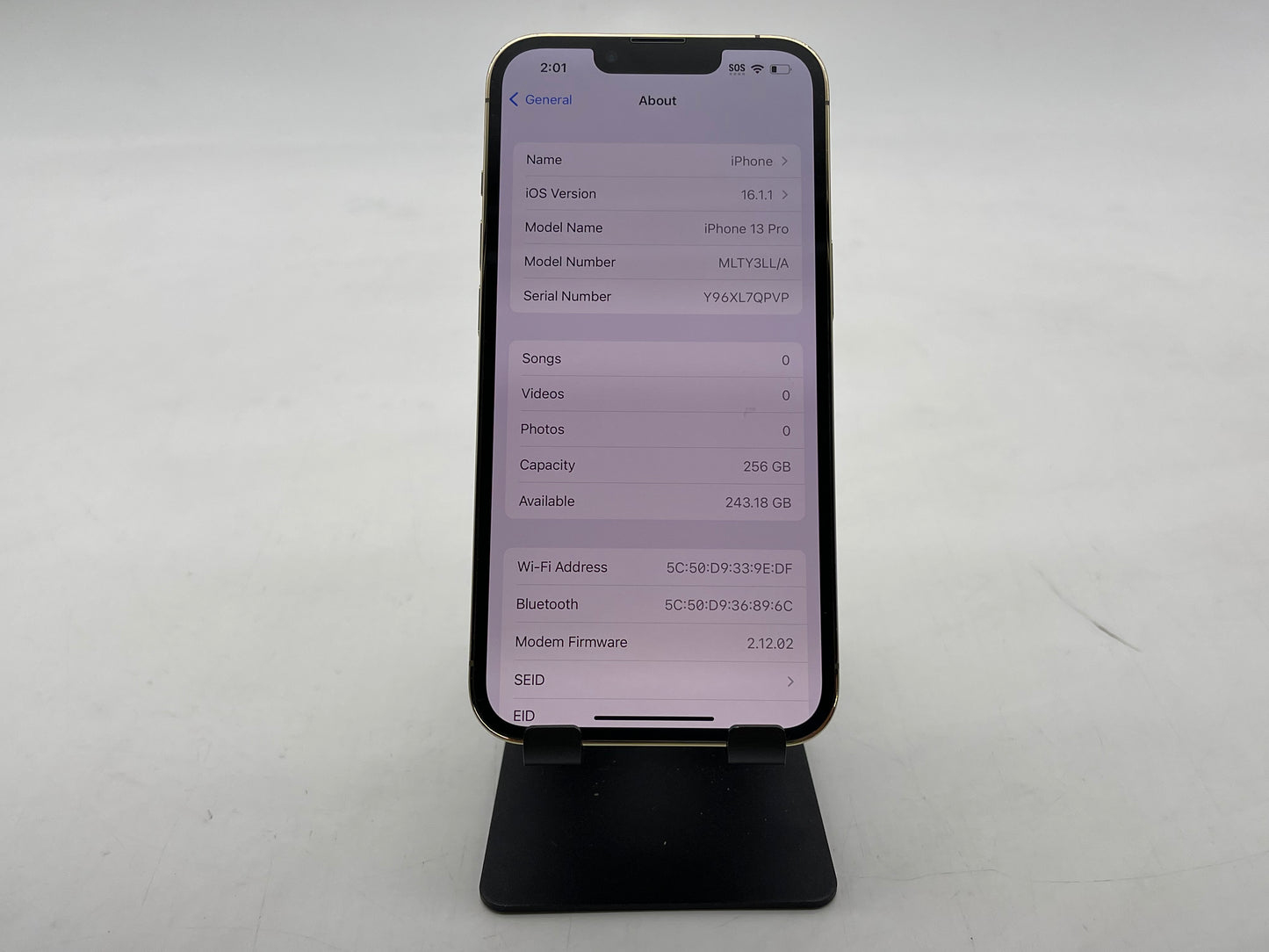 Apple iPhone 13 Pro GSM/CDMA Unlocked 256GB (Gold) A2483 - Very Good