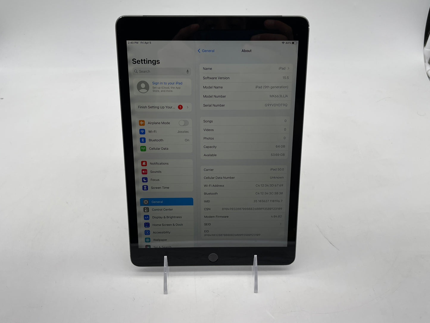 Apple 2021 iPad (9th-Generation) (10.2-inch) 64GB (Wifi+Cell) A2602 - Very good