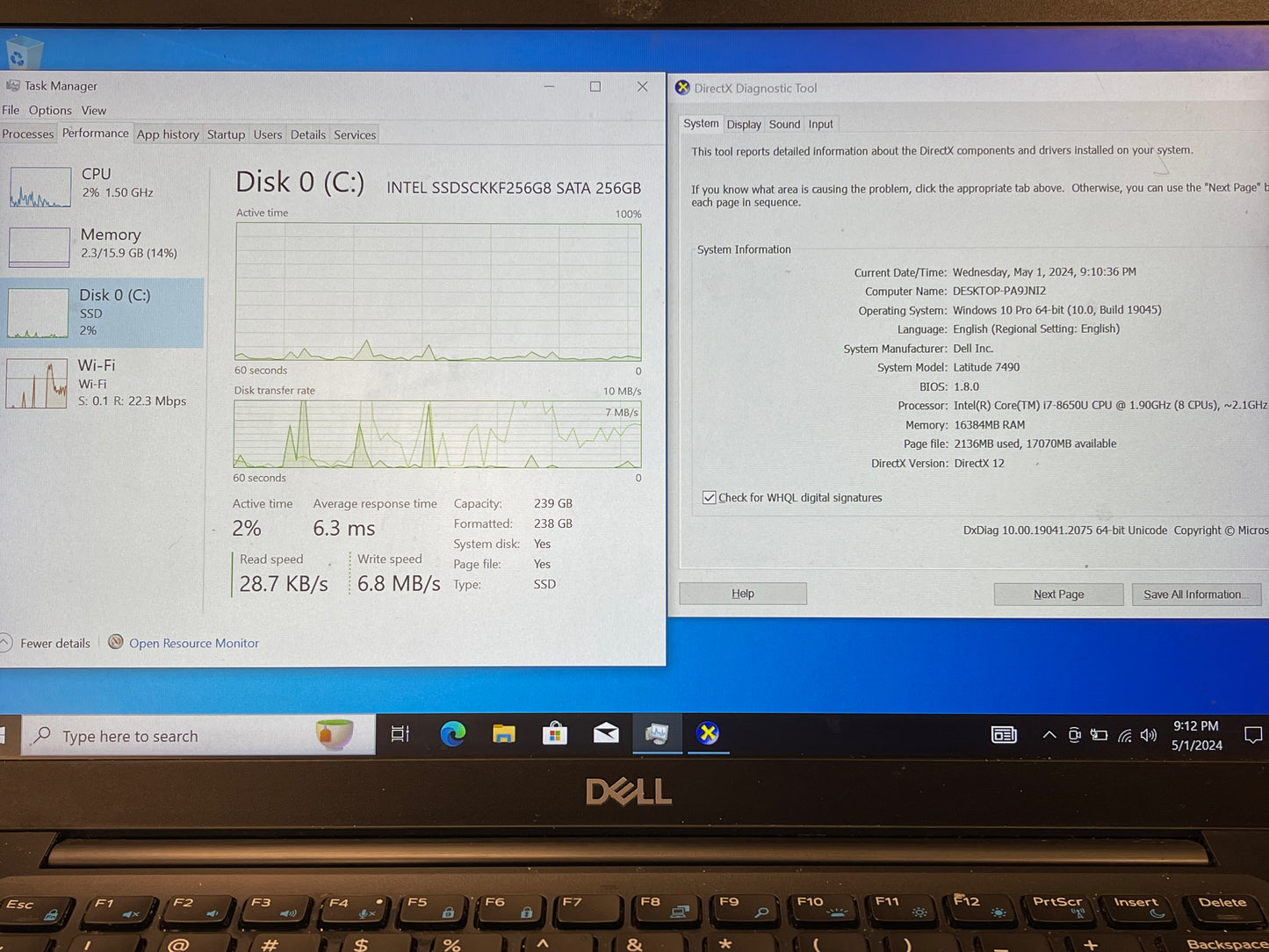 2018 Dell Latitude 7490 Non-Touchscreen 1.9GHz i7-8650U 16GB RAM 256GB SSD GradA