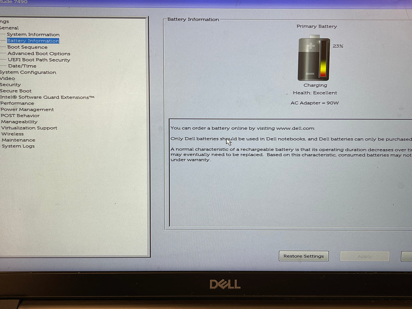 2018 Dell Latitude 7490 Non-Touchscreen 1.9GHz i7-8650U 16GB RAM 256GB SSD GradA