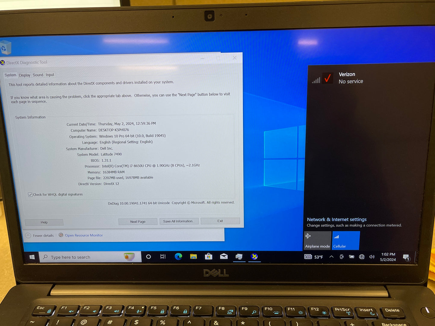 Dell Latitude 7490 Touchscreen 1.9GHz i7-8650U 16GB RAM 256GB SSD - Cellular