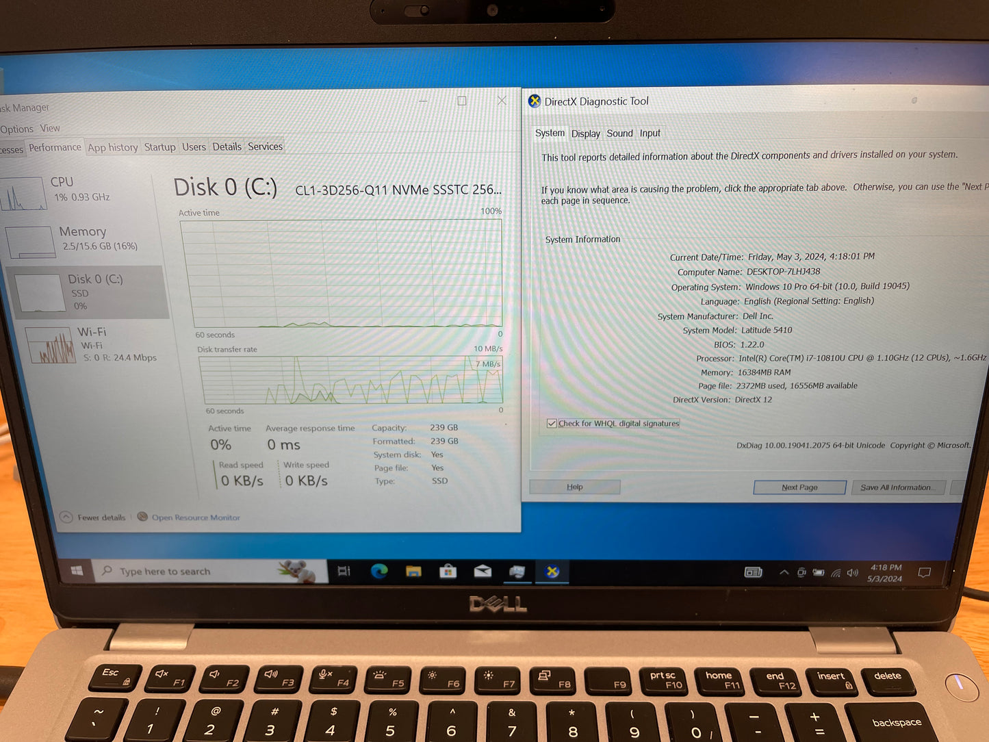Dell 2020 14" Latitude 5410 1.10GHz i7-10810U 16GB RAM 256GB SSD W10 Pro - Good