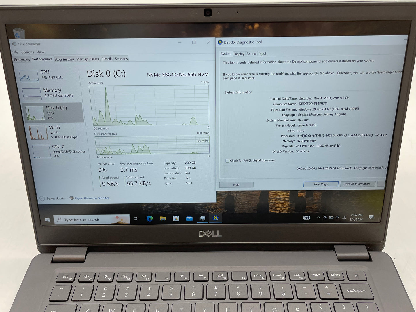 Dell 2020 14" Latitude 3410 1.7GHz i5-10310U 16GB RAM 256GB SSD W10 Pro- Grade A