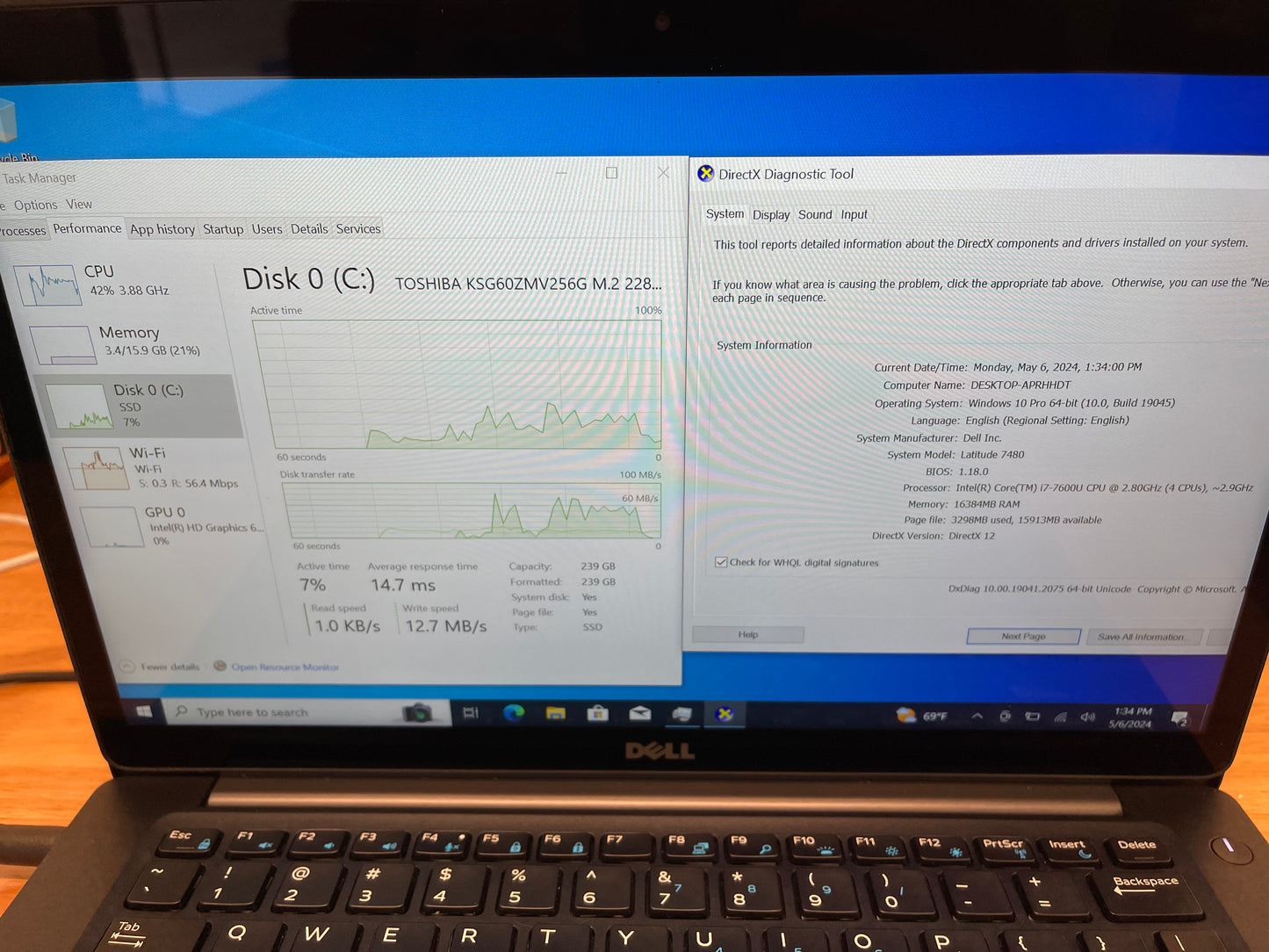2018 Dell Latitude 7480 Touchscreen 2.8GHz i7-7600U 16GB RAM 256GB SSD Excellent