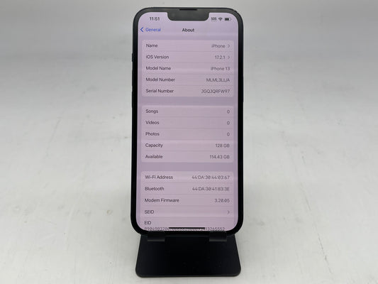 Apple iPhone 13 GSM/CDMA Unlocked 128GB A2482 "Midnight" - READ