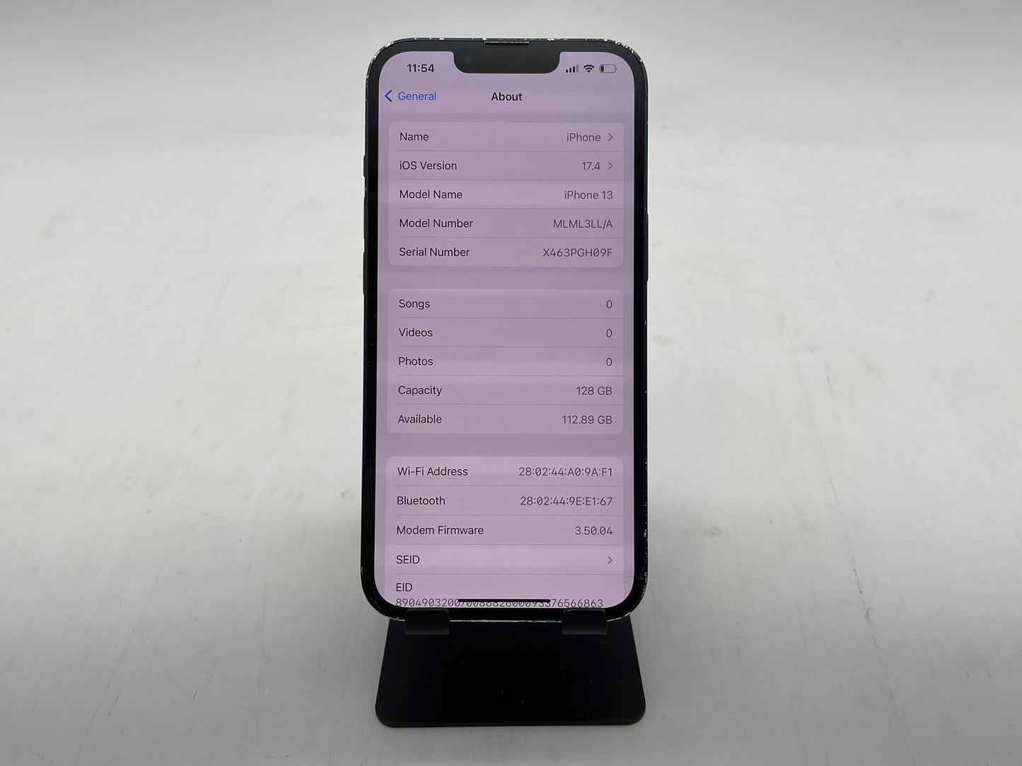 Apple iPhone 13 GSM/CDMA Unlocked 128GB A2482 "Midnight" - READ