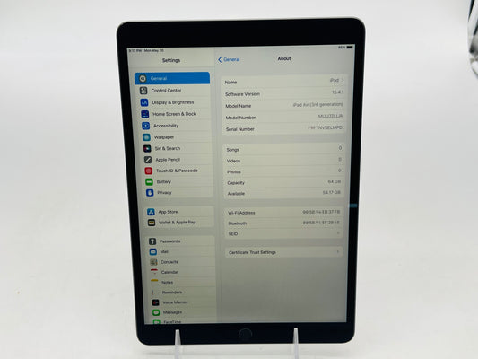 Apple 2019 iPad Air 3rd Generation 64GB "Space Gray"