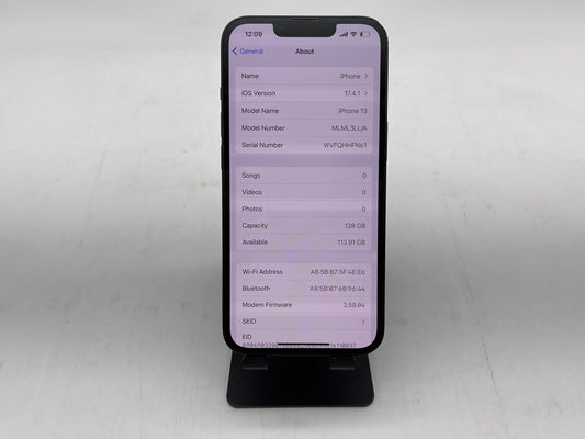 Apple iPhone 13 GSM/CDMA Unlocked 128GB A2482 "Midnight" - Good