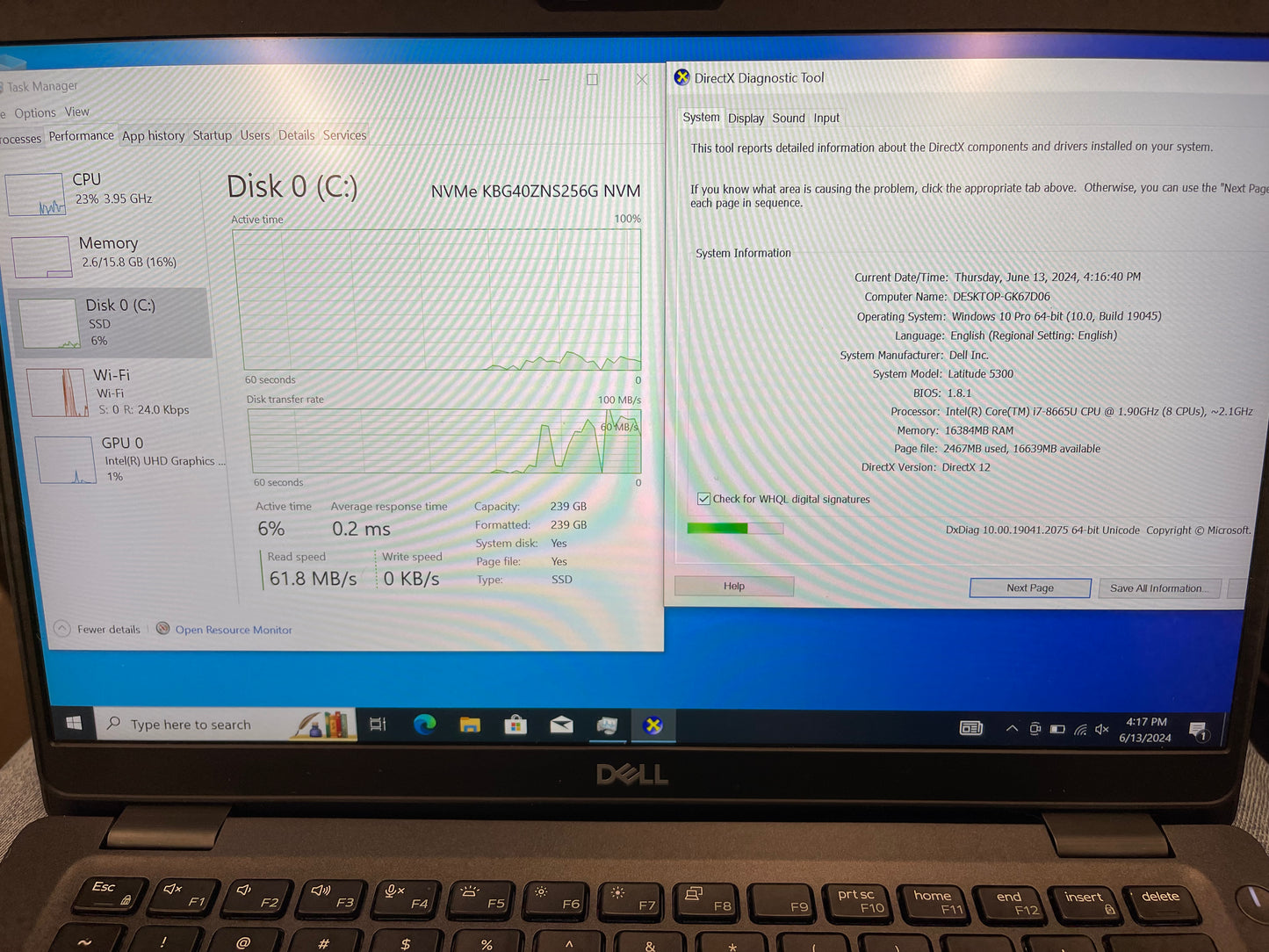 Dell 2020 Latitude 5300 1.9GHz i7-8665U 16GB RAM 256GB SSD W10 pro -Very Good