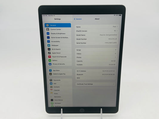 Apple 2019 iPad Air 3rd Generation 64GB "Space Gray"