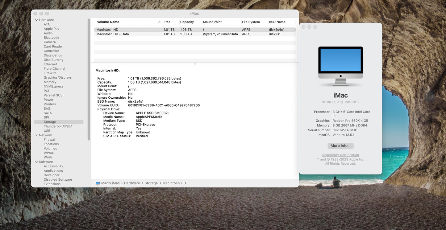 Apple 2019 21.5" 4k iMac 3GHz 6-Core i5 8GB 1TB FD RP560X 4GB-Excellent