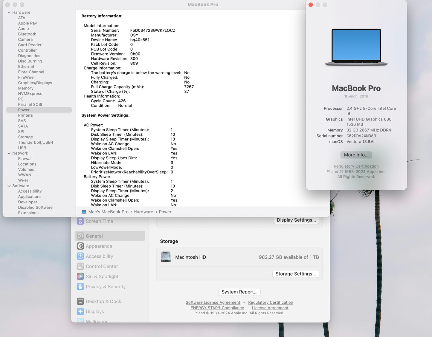 Apple 2019 16" MacBook Pro 2.4GHz 8-Core i9 32GB 1TB SSD RP5500M 8GB - Very Good