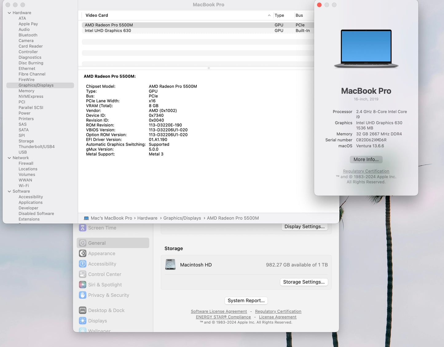 Apple 2019 16" MacBook Pro 2.4GHz 8-Core i9 32GB 1TB SSD RP5500M 8GB - Very Good