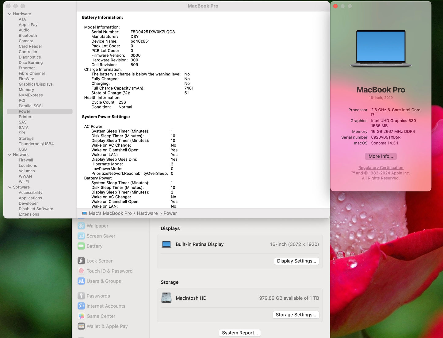 Apple 2019 16" MacBook Pro 2.6GHz 6-Core i7 16GB RAM 1TB SSD RP5300M - Good