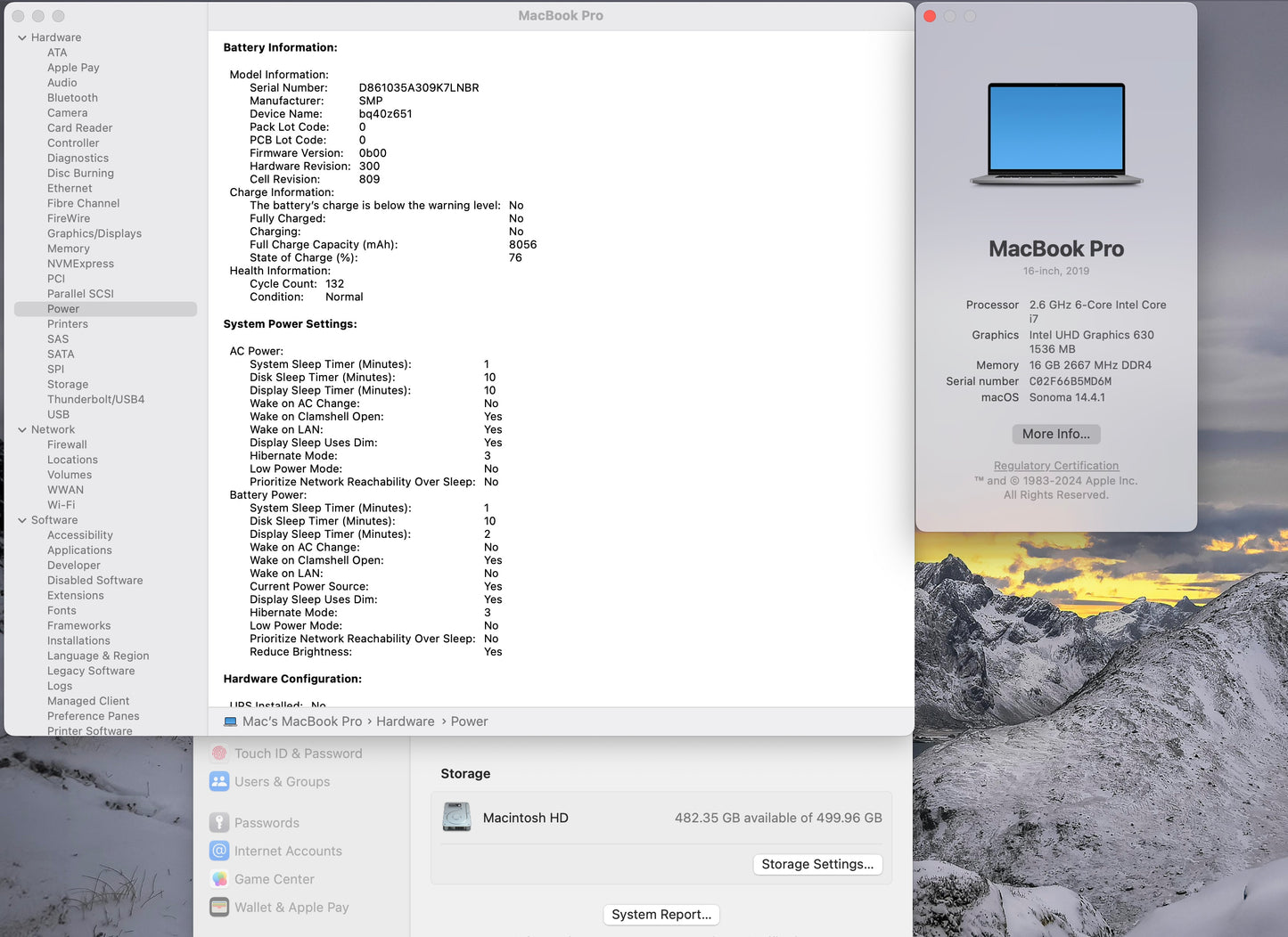 Apple 2019 16" MacBook Pro 2.6GHz i7 16GB RAM 512GB SSD RP5300M 4GB - Good