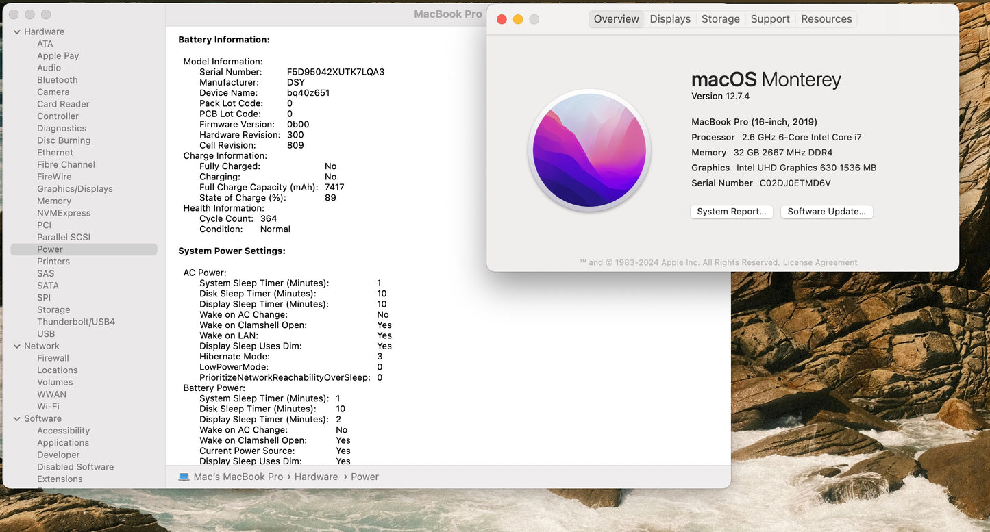 Apple 2019 16" MacBook Pro 2.6GHz 6-Core i7 32GB RAM 512GB SSD RP5300M - Good