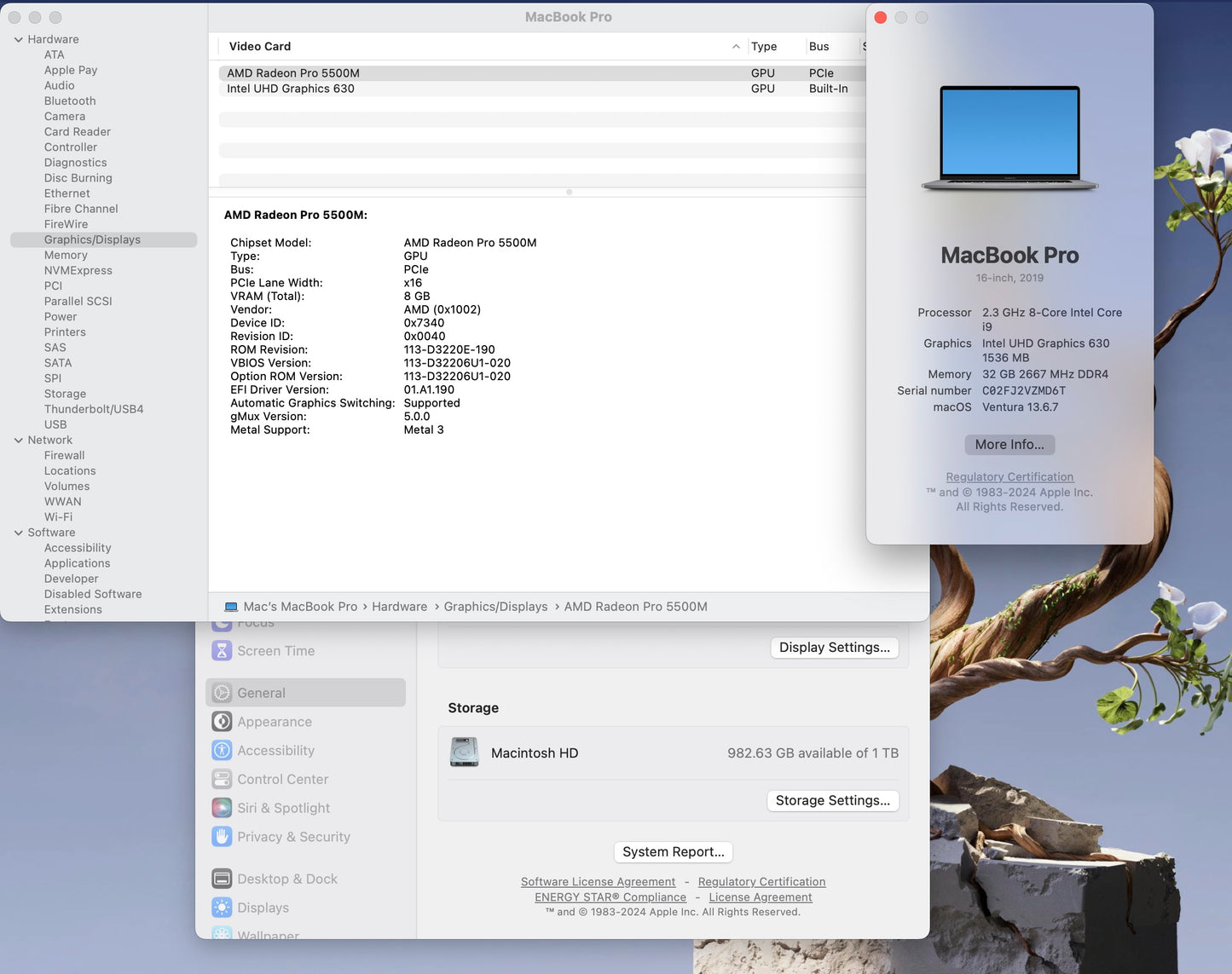 Apple 2019 16" MacBook Pro 2.3GHz 8-Core i9 32GB 1TB SSD RP5500M 8GB - Very Good