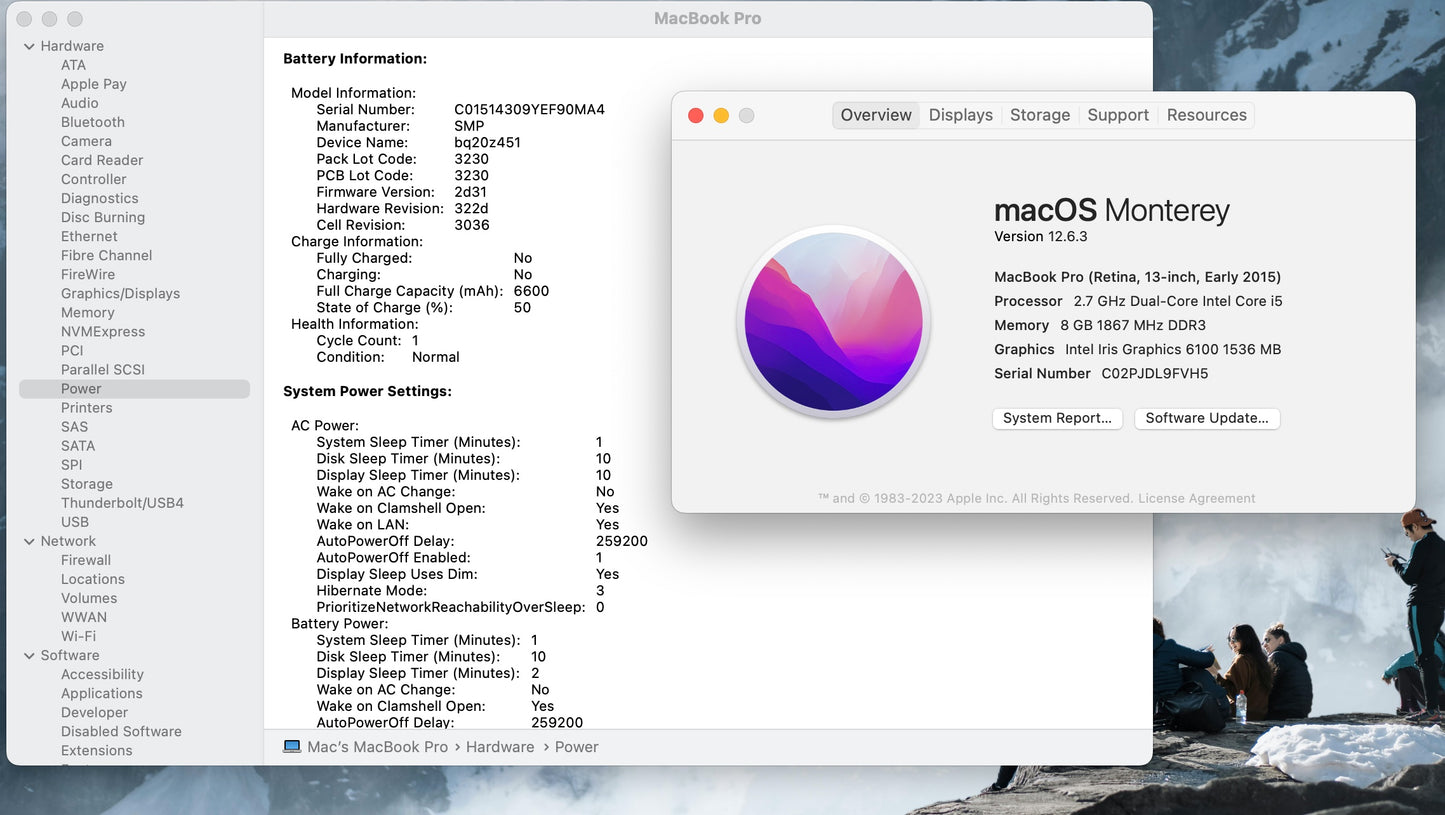 Apple 2015 MacBook Pro 13" Retina 2.7GHz i5 8GB RAM 256GB SSD - Excellent