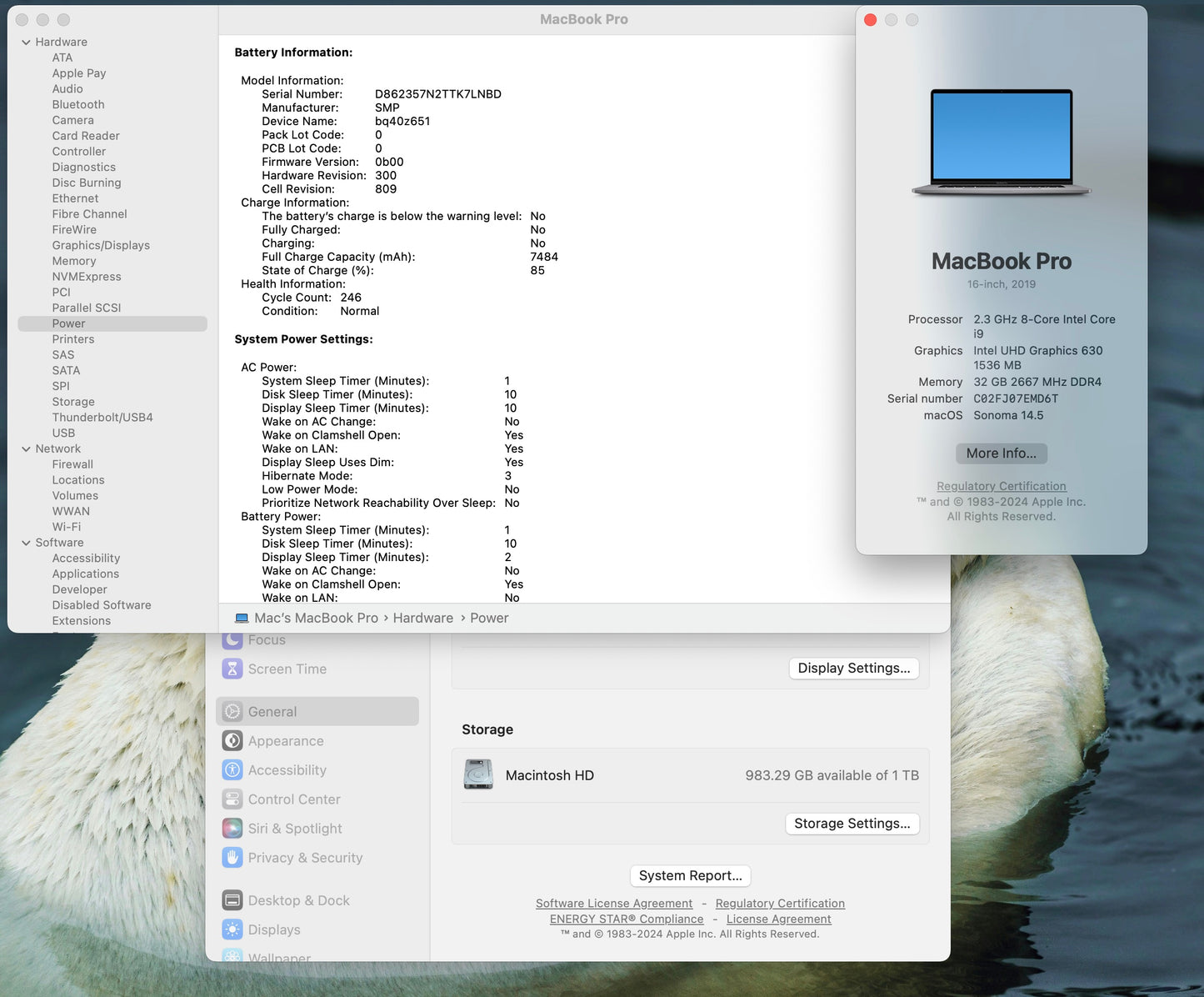 Apple 2019 16" MacBook Pro 2.3GHz 8-Core i9 32GB 1TB SSD RP5500M 4GB - Very Good