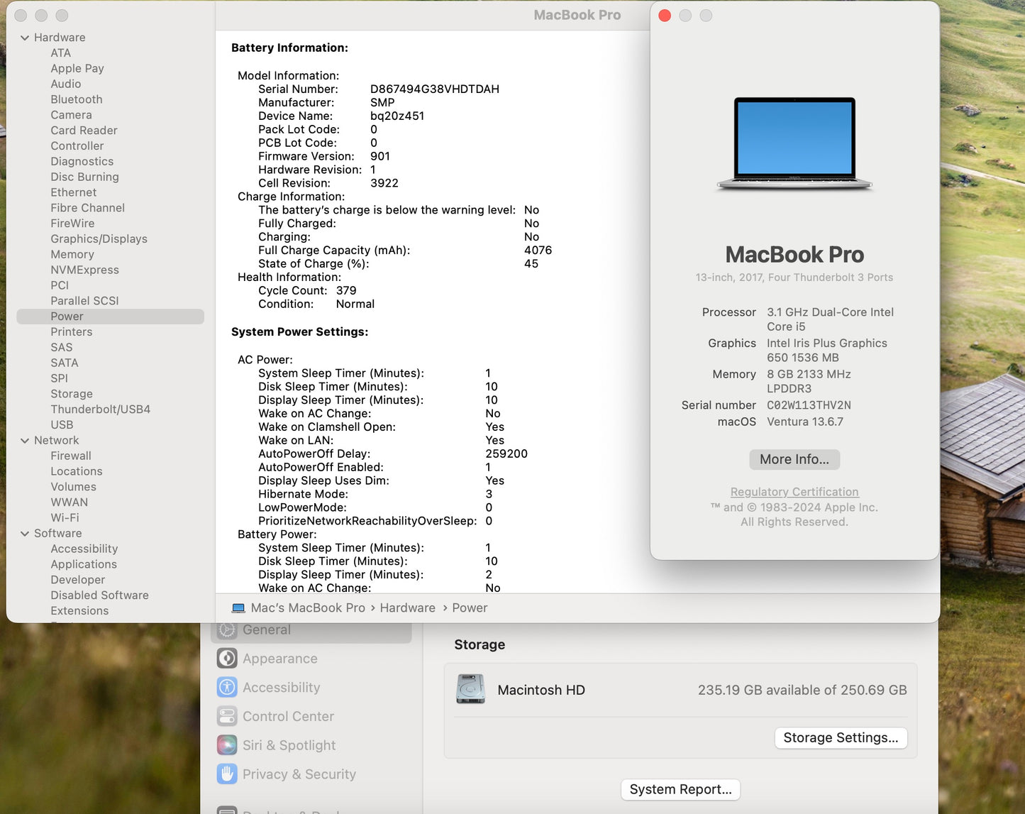 Apple 2017 MacBook Pro 13 in 3.1GHz i5 8GB RAM 256GB SSD IIPG 650 - Good