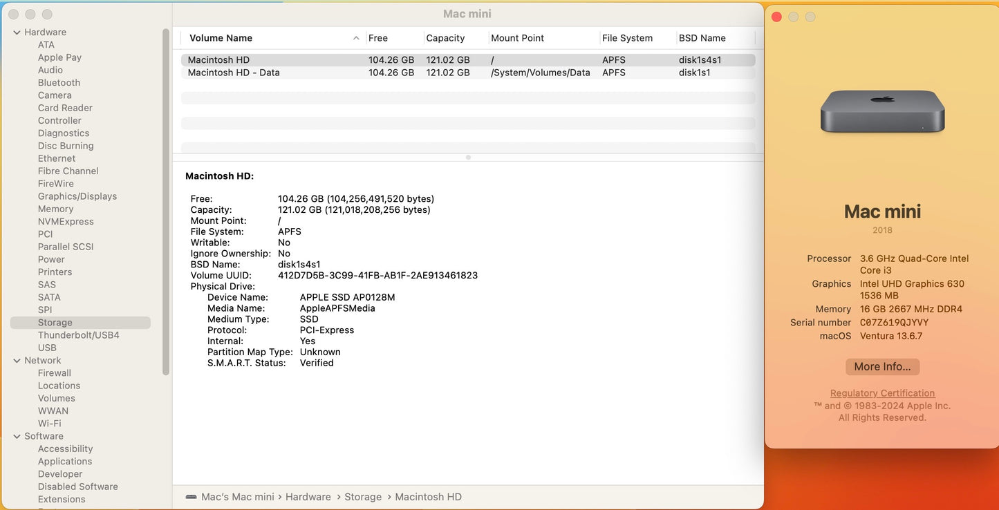 Apple 2018 Mac Mini 3.6GHz Quad-Core i3 16GB RAM 128GB SSD - Excellent