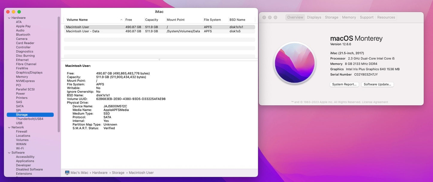 Apple 2017 iMac 2.3GHz Dual-Core i5 8GB RAM 512GB SSD IIPG640- Excellent