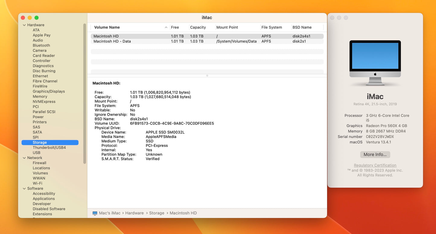 Apple 2019 21.5" iMac 3GHz 6-Core i5 8GB 1TB FD RP560X 4GB- Cracked Screen
