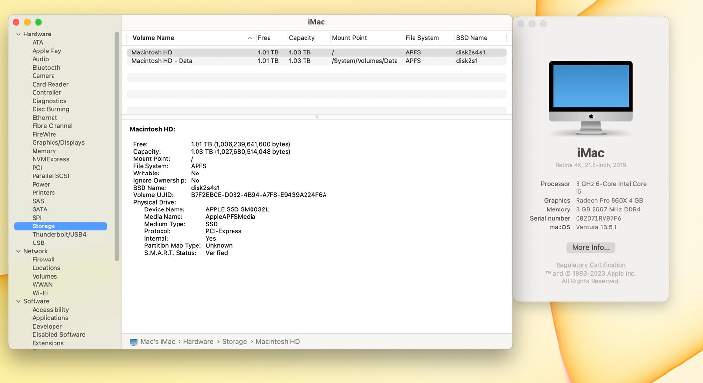 Apple 2019 21.5" iMac 3GHz 6-Core i5 8GB 1TB FD RP560X 4GB